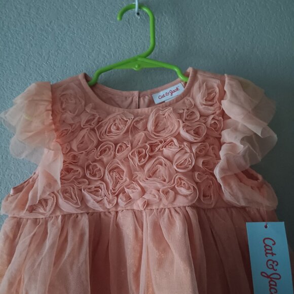 Peach Floral Tulle Dress - Picture 4 of 10